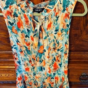 DKNY sleeveless top with bow multi colors